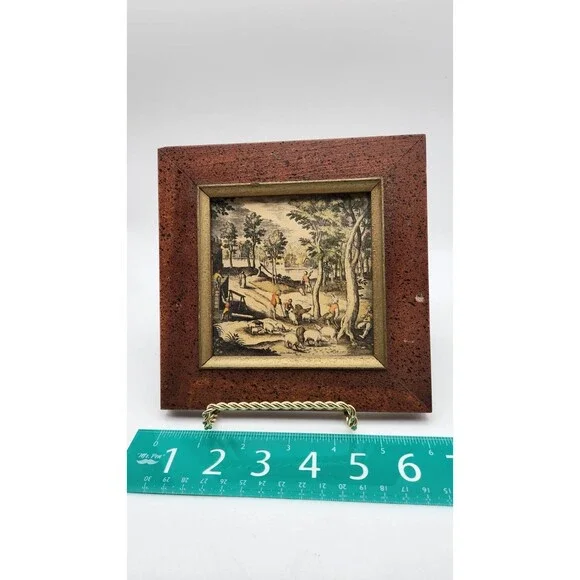 16th Antique Century Framed Engraving By Flemish Adraen Collaett Pig Farming